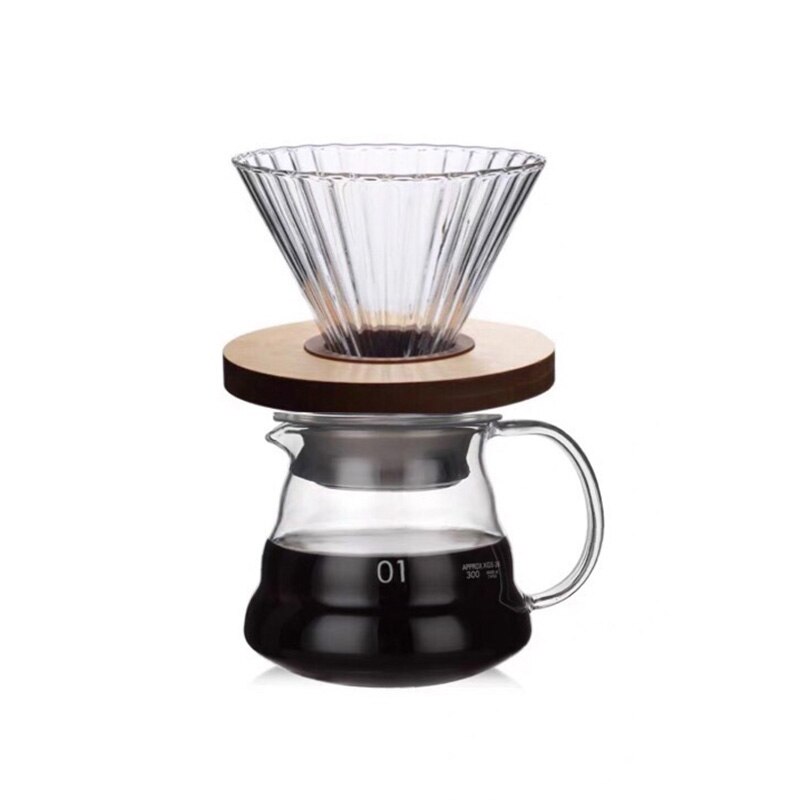 Høy temperaturbestandig glass kaffetrakter kaffekanne diy kjøkken espresso kaffe med filterkanne i rustfritt stål
