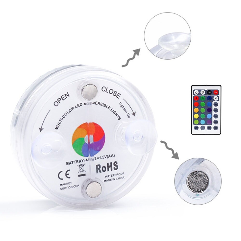 Onderwater led-lamp met 13 leds rgb, onderwatervislamp, op batterijen werkend, infrarood afstandsbediening, draadloze, meerkleurige badlampen