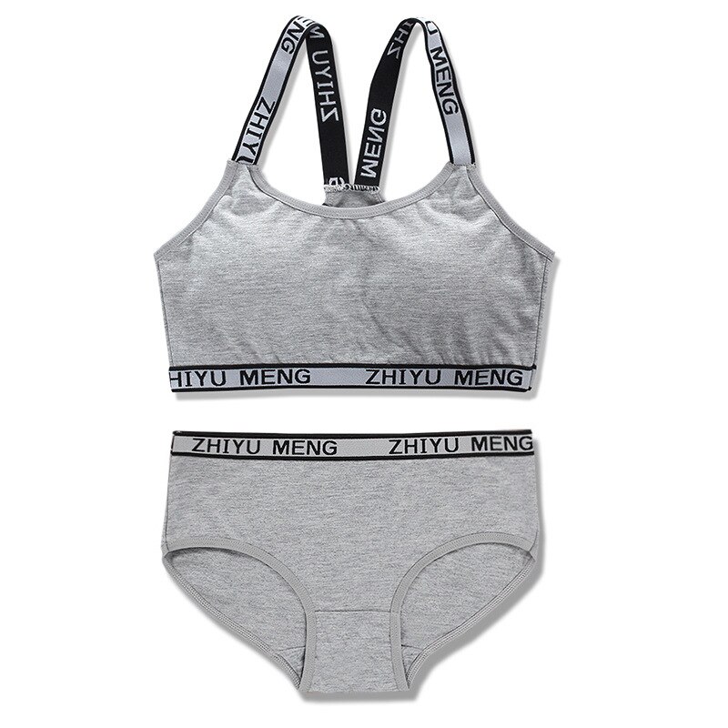 4Sets/lot Teen Girls Underwear Soft Padded Cotton Letter Print Bra Set for Young Girls for Yoga Sports 8-14years