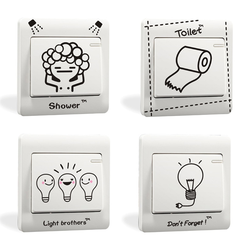DIY Switch Stickers Cute Light Bulb Toilet Paper Wall Stickers Home Decoration Bedroom Parlor Decoration JJJTZ51