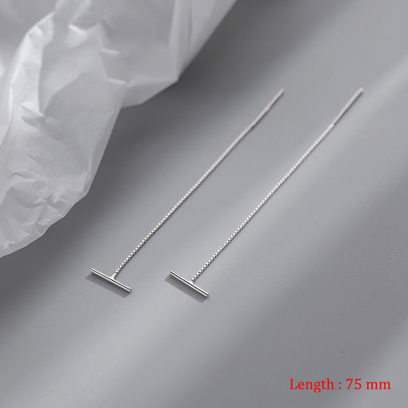 Pendientes colgantes con borlas y cadena de estilo Simple para mujer, aretes largos, accesorios de línea de perforación, Mini joyería fina a la para las orejas: Marrón