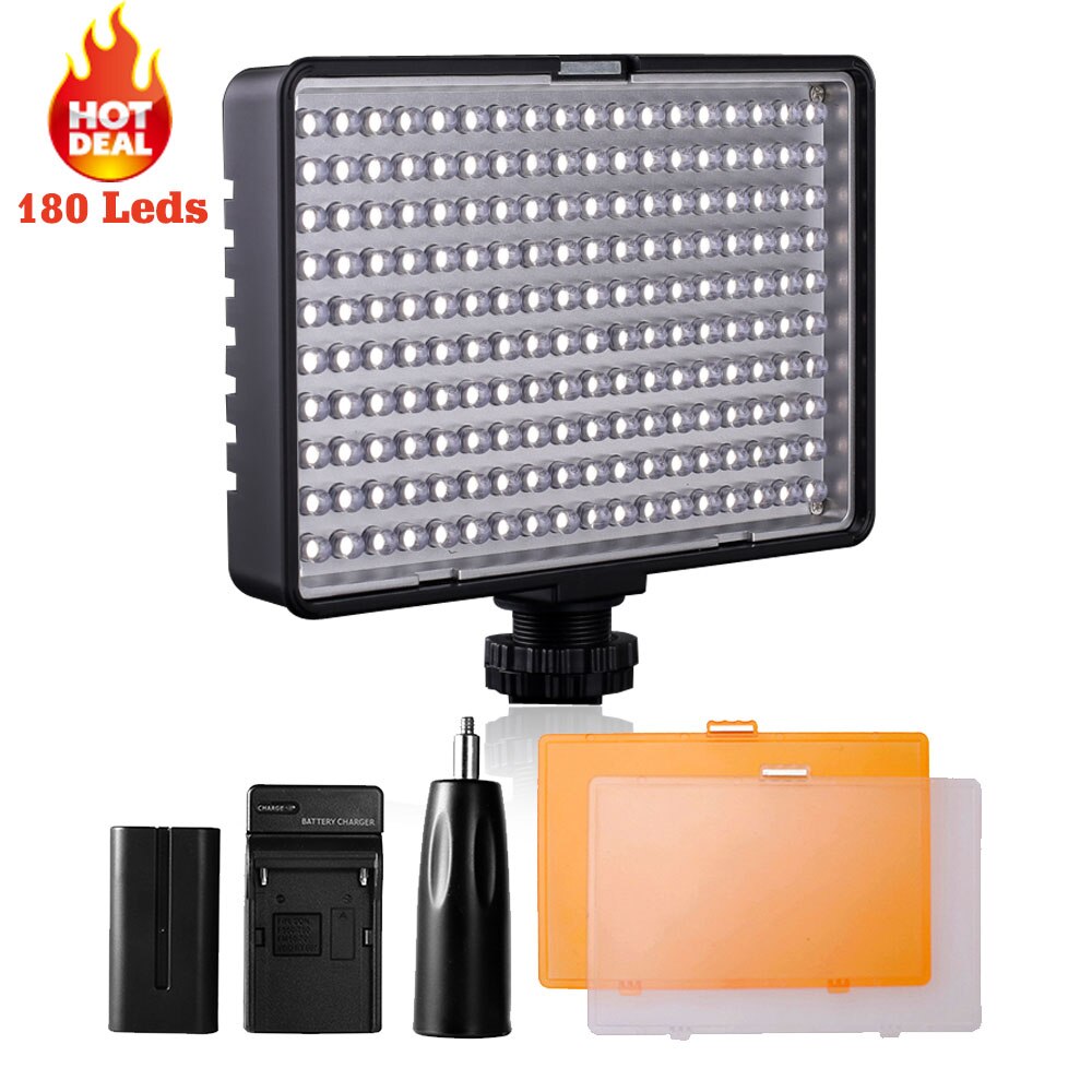 Travor 180 LED 13 W LED Camera Licht Dimbare op Camera Shoe LED Lamp 3200 K 5500 K fotografie verlichting met Batterij Oplader