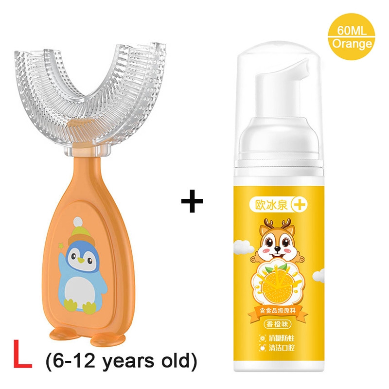 SMGSLIB Children's Toothpaste Toothbrush Set Children Can Swallow Mousse Foam Toothpaste Household Daily Necessities bpa free: Set 4 L