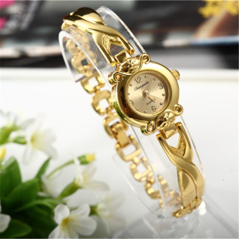 Femmes Bracelet montre Mujer doré Relojes petit cadran Quartz loisirs montre populaire montre-Bracelet heure femme dames élégantes montres: 5