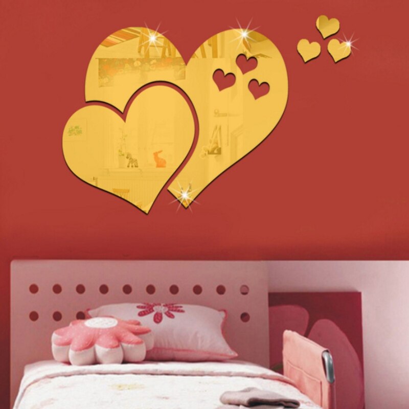 Diy Hart Vorm Spiegel Tegel Stompe Hoek Muurstickers 3D Decal Mozaïek Wallpapers