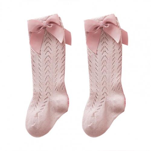 1 Paar 1-5 Jaar Oude Baby Knie Sokken Plain Weave Antislip Puur Katoen Baby Meisjes Knie hoge Boog Sokken Voor Fotografie Props: Lotus Pink / M