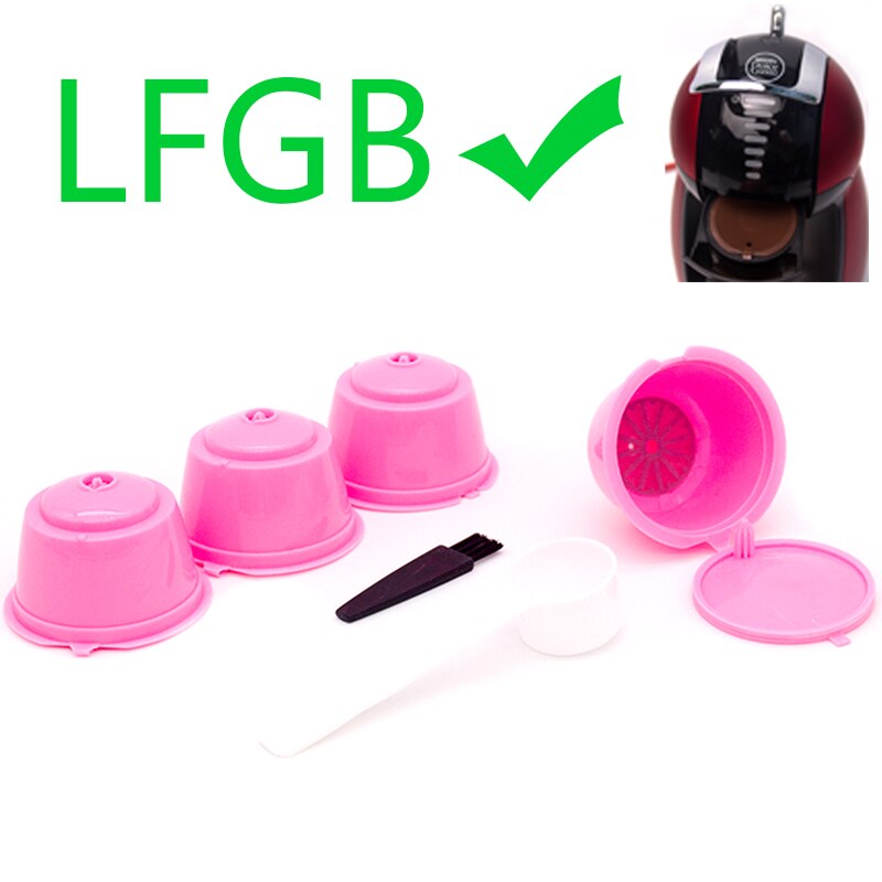 4 stk/pakning bruk 120 ganger dolce gusto kaffekapsel plastkapsel gjenfyllbar gjenbrukbar kompatibel med nescafe dolce gusto refill: 4 stk rosa
