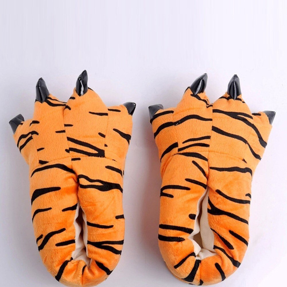 Kid Baby Girls Winter Warm Indoor Slippers Funny Animal Paw Monster Claw Shoes Soft Plush Children Shoes Warm Home Slippers: Orange 