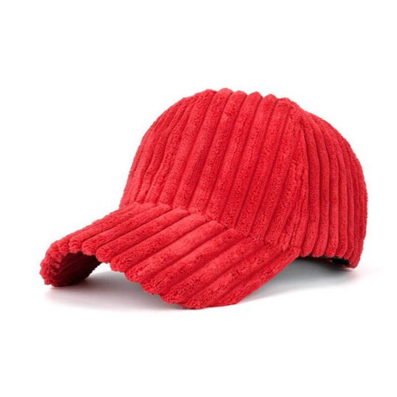 Warm Corduroy Winter Baseball Cap Outdoor Sport Blank Dikker Snapback Hoed Casual Plain Streep Trucker Hoed Bone: Rood