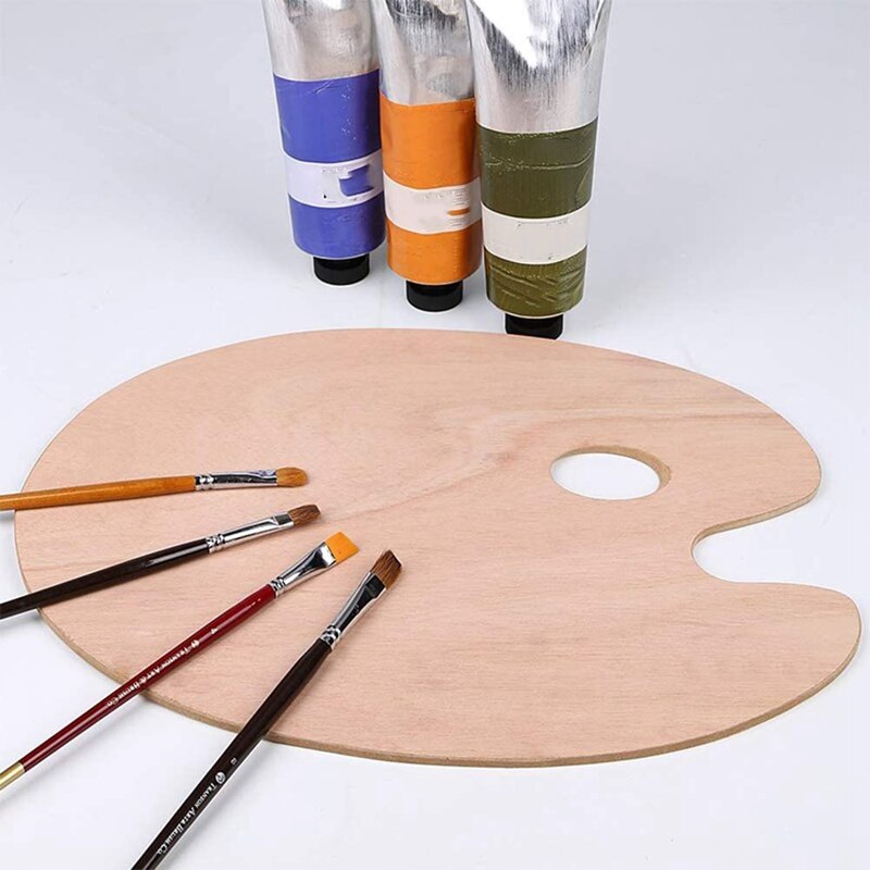 4 Pack Oval Wooden Painting Palette for Acrylic Oil Watercolor Craft DIY Art Painting Palettes 11.75 Inch x 15.75 Inch