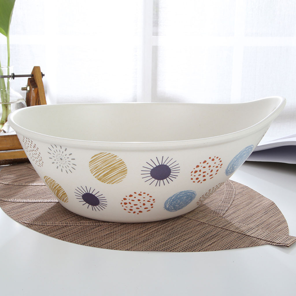 Creatieve Natuurlijke cartoon Grote capaciteit Soep Salade Noodle Rijstkom Bamboe Fruit Bowls Handwerk Art Werk Decoratie W30704