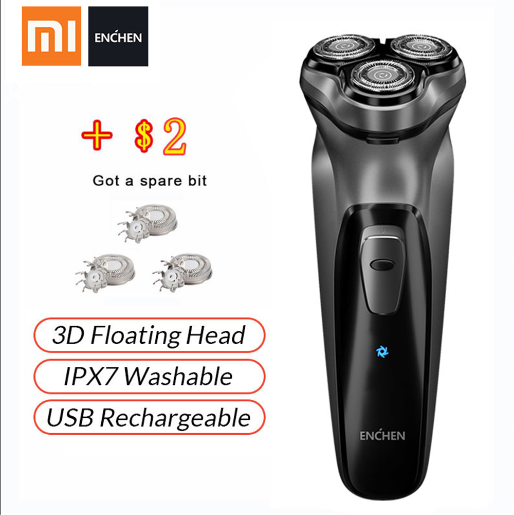 Original xiaomi elektro-gesichtsrasierer enchen blackstone 3d elektrorasierer, waschbarer, per usb wiederaufladbarer rasierer für männer
