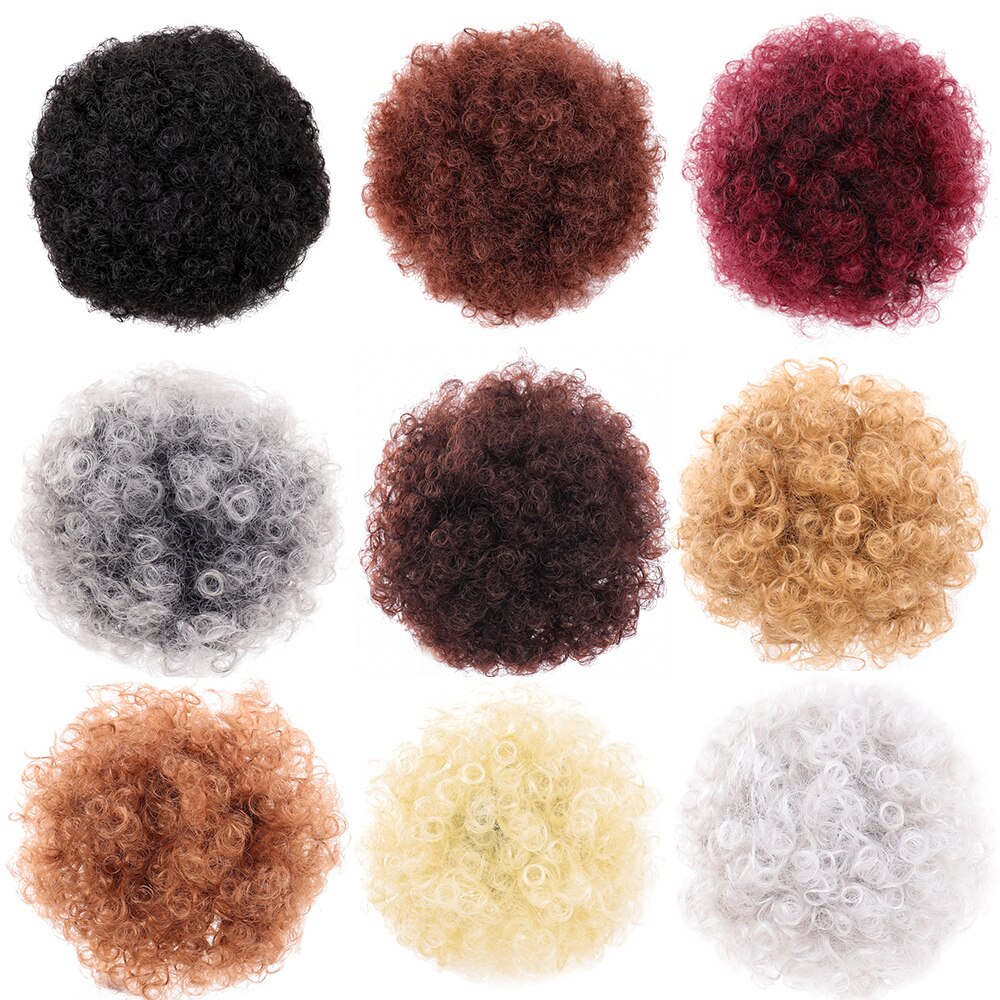 Talang afro puff syntetiskt hår bulle chignon frisyr för kvinnor peruk dragsko hästsvans kinky lockigt klämma i förlängningar hästsvans