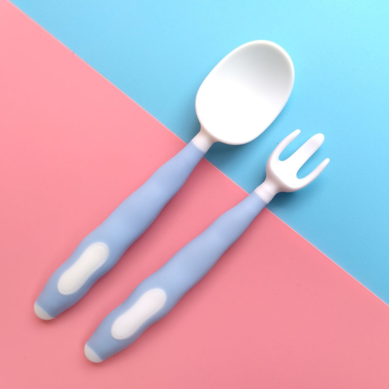 Juego de cucharas y tenedores para bebé, Set de 2 piezas para comida auxiliar, práctico flexible, PP, vajilla de entrenamiento para alimentación: 4