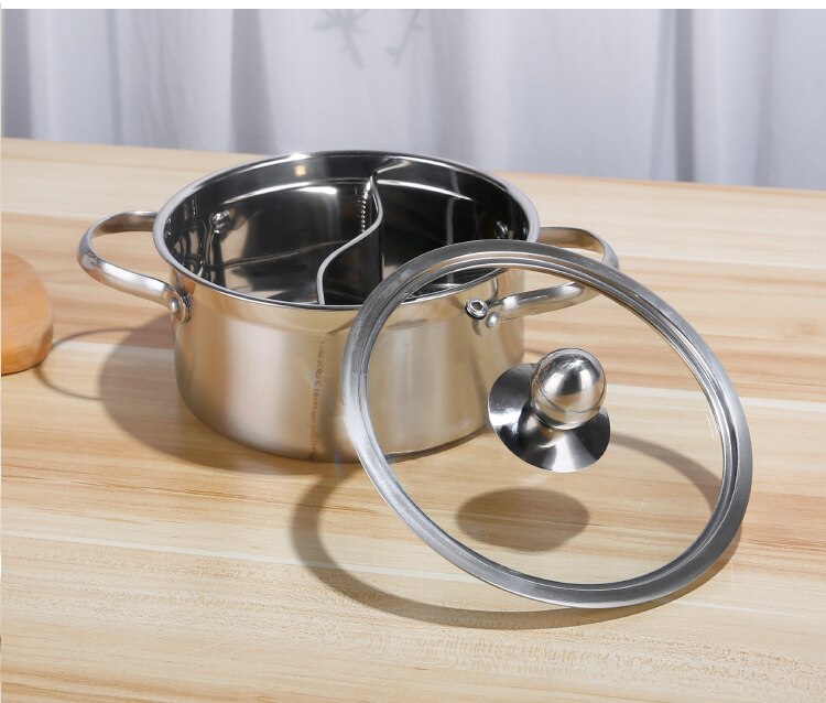 1600ml små gryder 1 person 1 komfur husholdnings mini-suppe gryde induktion gryde hotpot køkken gryde rustfri stål gryde: Med dele