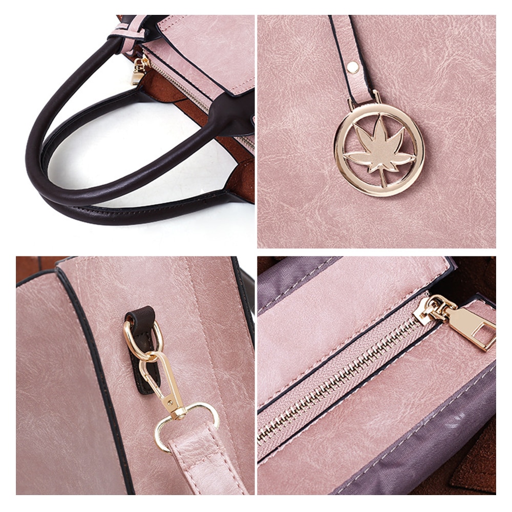 3 uds las mujeres bolsa de bolsa de bolso de cuero de poliuretano para mujer sólida bolsa de mensajero de color hombro cartera bolsas para las mujeres