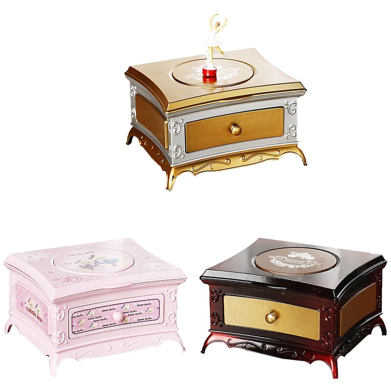 Cajón con espejo de maquillaje, caja de música para chica, bailarina, de juguete Musical