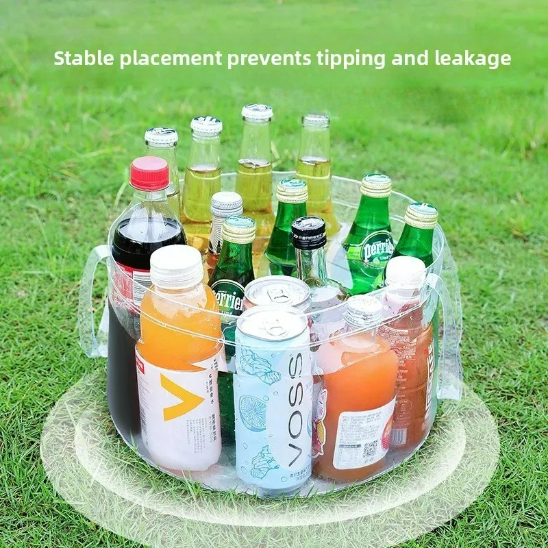 Foldable Clear Bucket Travel Water Basin Camping Fruit Basket, Food Storage Container for Outdoor, Camping Tools