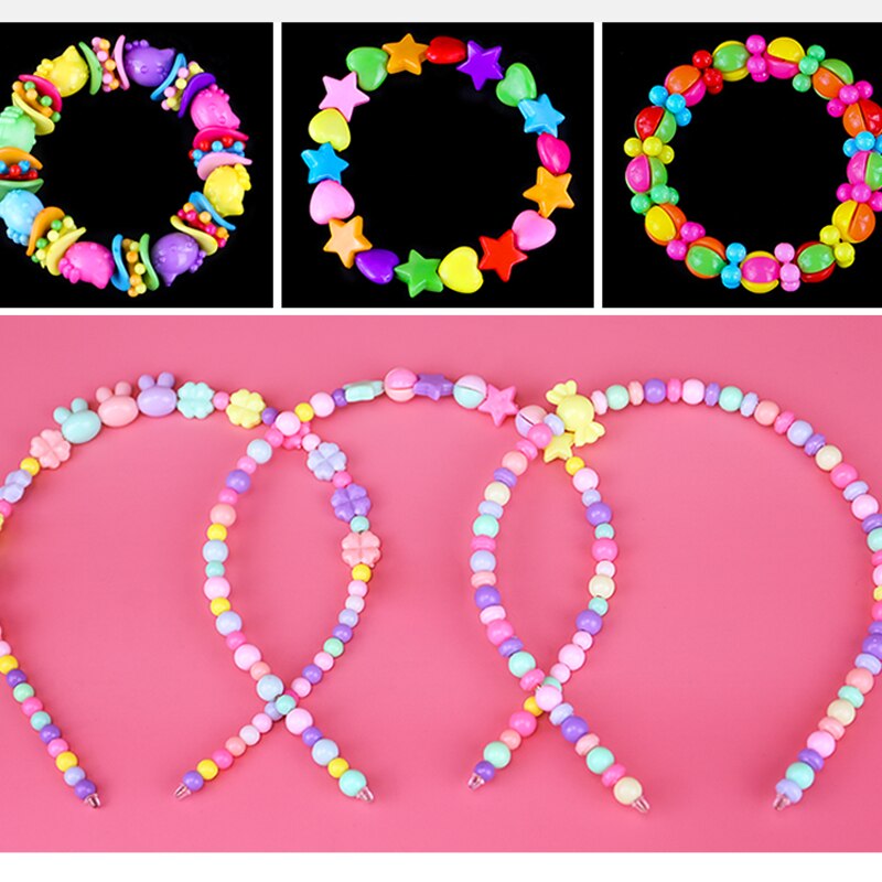 Plastik akryl perlesæt tilbehør gør-det-selv armbånd legetøj smykker fremstilling af børneperler sæt til børn