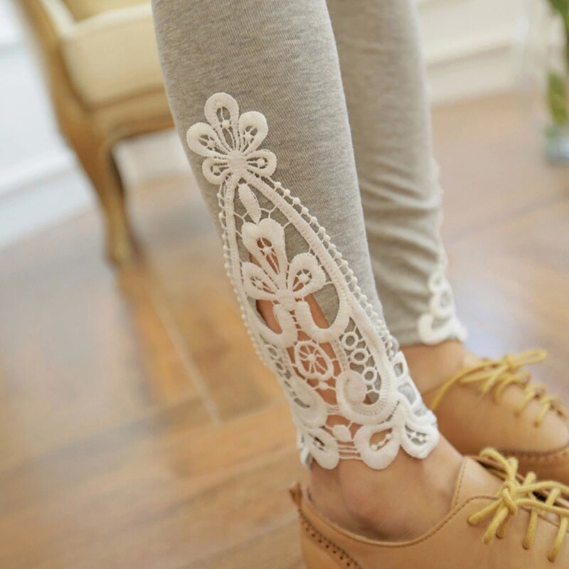 Herfst Moederschap Leggings Lace Hollow-Out Decoratieve Knit Katoen Zwangere Vrouwen Kleding Broek 718: Zilver / L