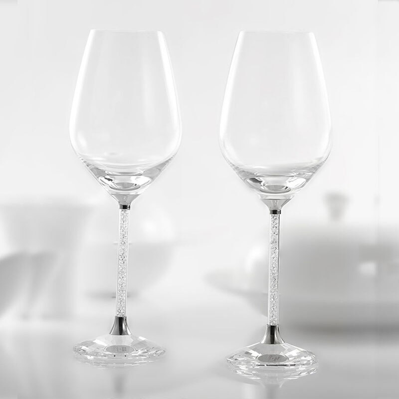 2 Pcs Wedding Glasses Goblet Wine Glass Crystalline Luxury Party Toasting Crystal Rhinestones H1004
