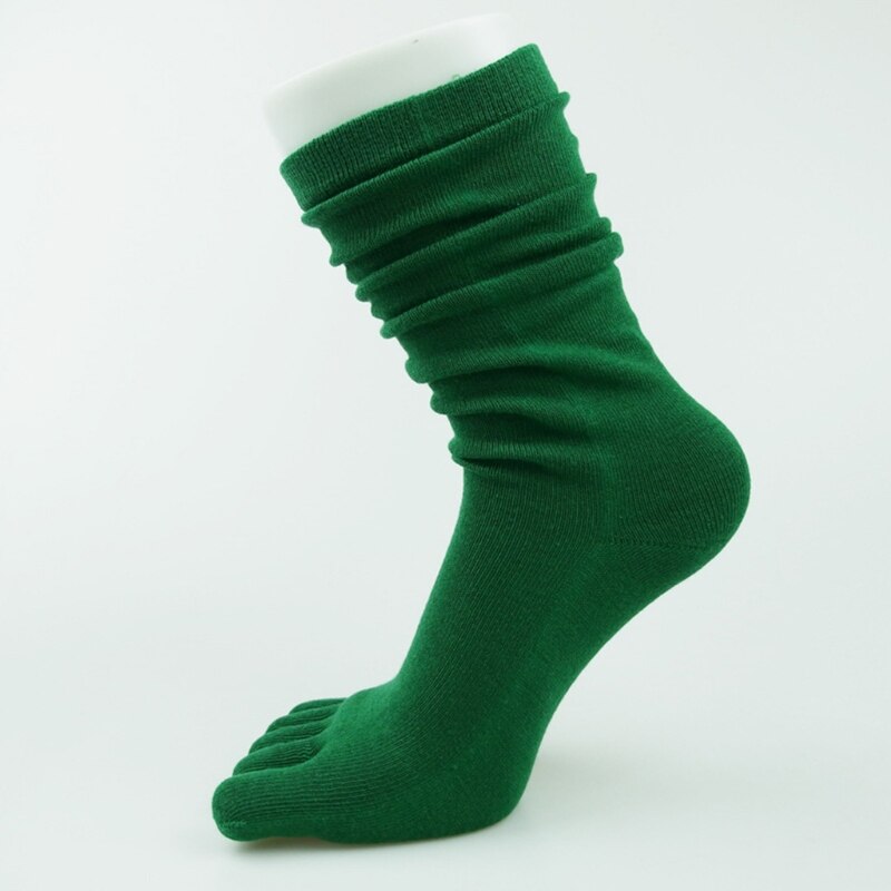 Chaussettes Tube longues à cinq doigts pour femmes, Simple, couleur unie, doux, respirant, orteils séparés, bonneterie en coton, automne décontracté