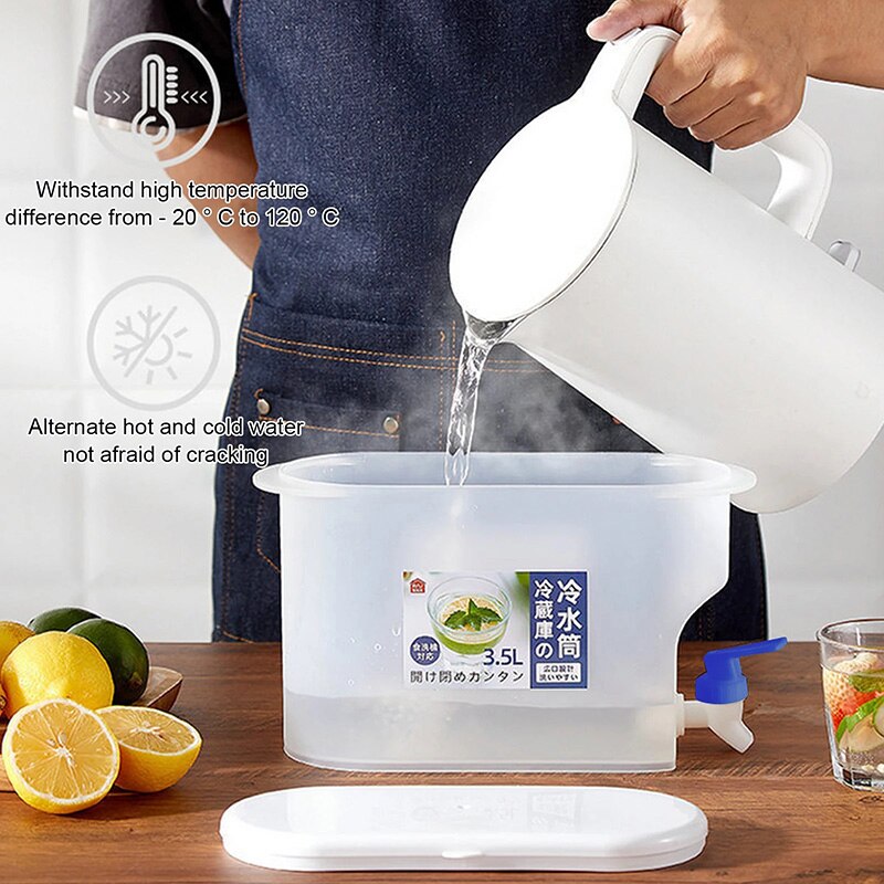 3.5L pojemnik na zimne napoje z kranem gospodarstwa domowego lemoniada pojemnik na napoje kuchnia lodówka zimne wiadro na wodę antyblokujący czajniczek