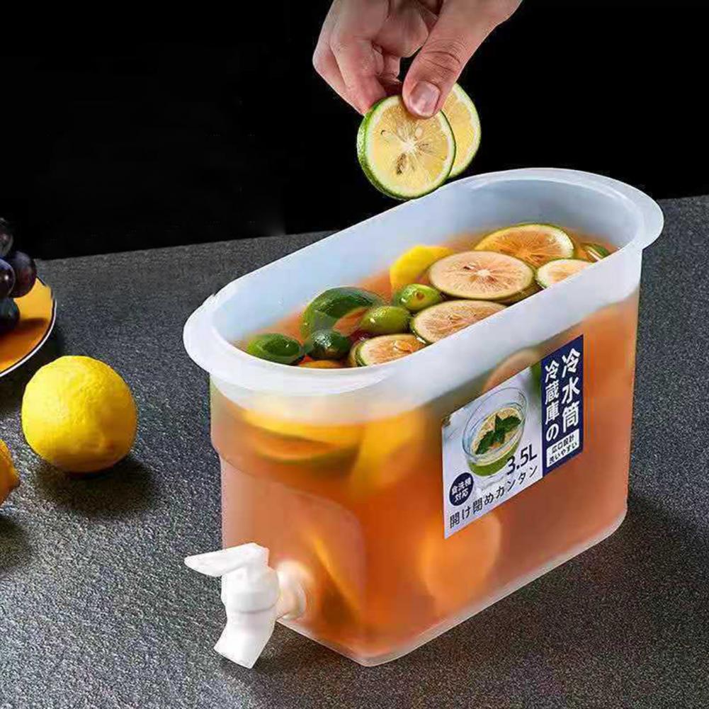 3.5L Water Jug Large Capacity Output Tap Plastic Multi-use Food Grade Materials Cool Drink Jug for Home