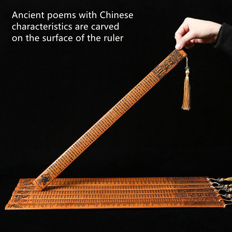 Chinese Cultural Characteristic Ruler Measurement Caution Ruler Jiechi Wooden Metric Rule Precision Double Sided Measuring Tool