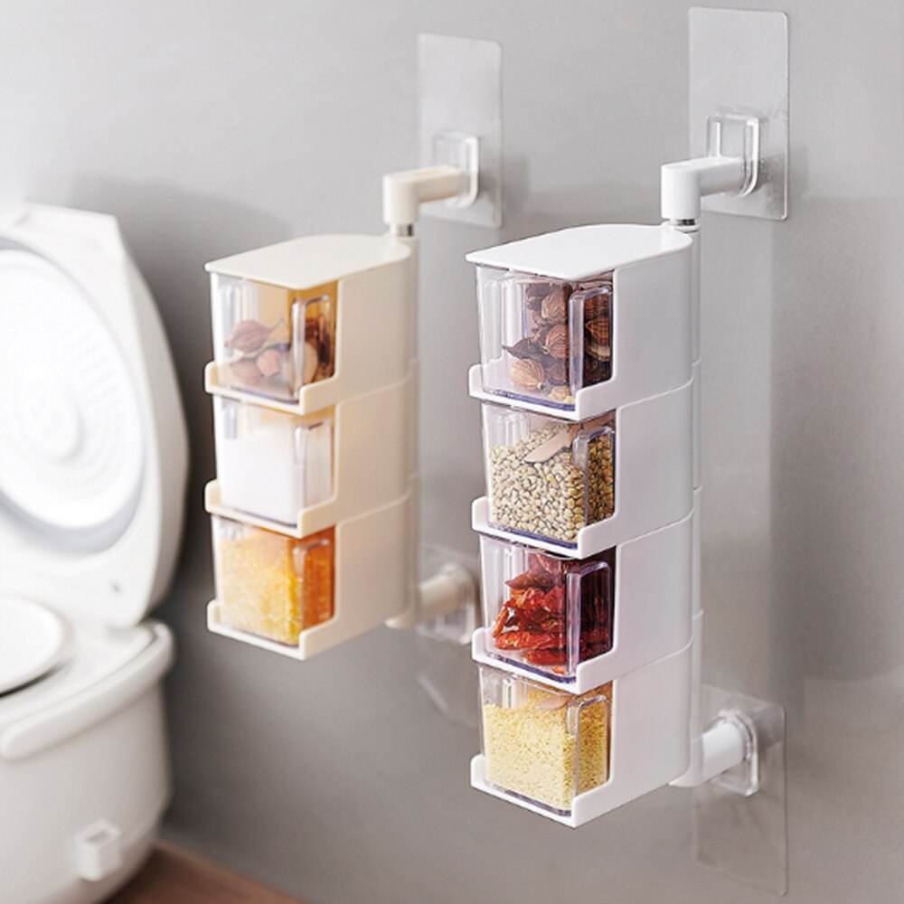 Kitchen Hanging Rotatable Seasoning Box Multi Layer Drawer Type Seasoning Box1
