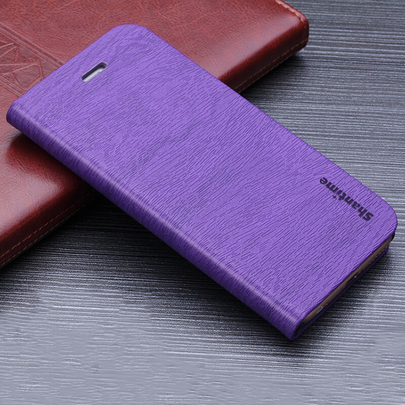 Wood grain PU Leather Case For Doogee N20 Pro Flip Case For Doogee N20 Pro Business Phone Bag Case Soft Silicone Back Cover: Purple