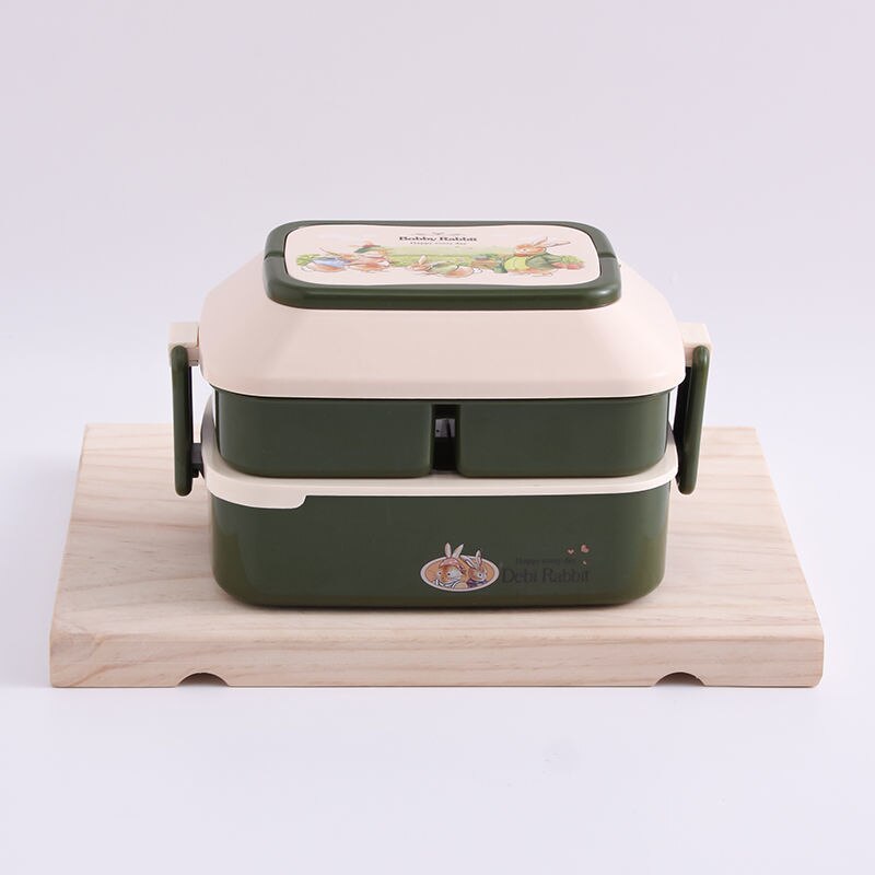 Portable Lunch Box For Girls School Kids Plastic Picnic Bento Box Microwave Food Box With Compartments Storage Containers bento: Green 850ML