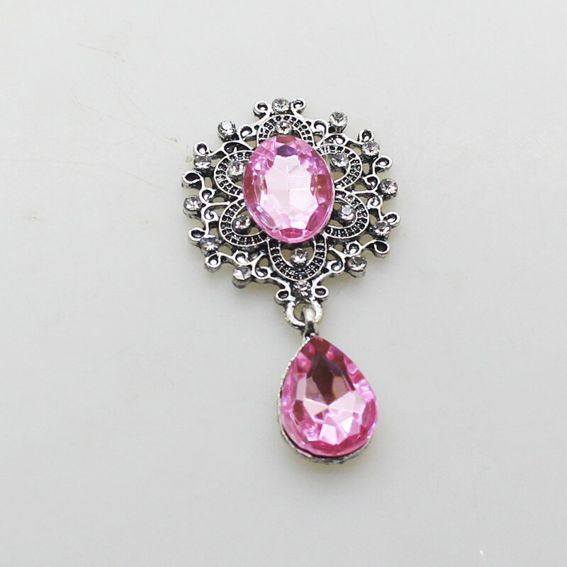 Retro Silver Rhinestone Vlakke Achterkant Broche 46*25Mm 10 Stks/partij Geweven Kleding Accessoires Bruiloft Decoratie Productie: 13