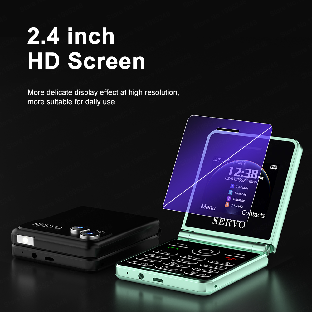 SERVO iP15 Flip 4 SIM carta Flip Telefono cellulare Registrazione automatica delle chiamate Quadrante di velocità Magia voce lista nera Radio Tipo-C Cellulare pieghevole