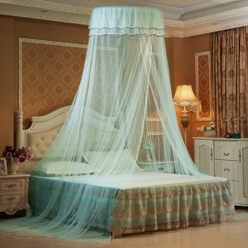 Lujosa cama de encaje de princesa para jardín, cama de red con corona, aro redondo, red antimosquitos de corona para niña