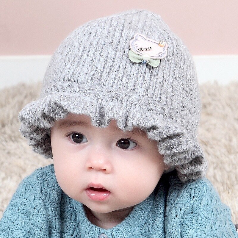 Winter Baby Hat Cartoon Long Tail Pompon Cat Newborn Baby Girl Boy Knitted Cap Winter Warm Earmuffs Wool Infant Kids Hat