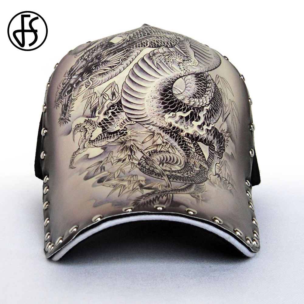 FS Luxury Brand 3D Stampa Drago Cinese Berretti da baseball con Rivetto Estate Uomo Donna Cappello Street Hip Hop Cap Gorras Para Hombres