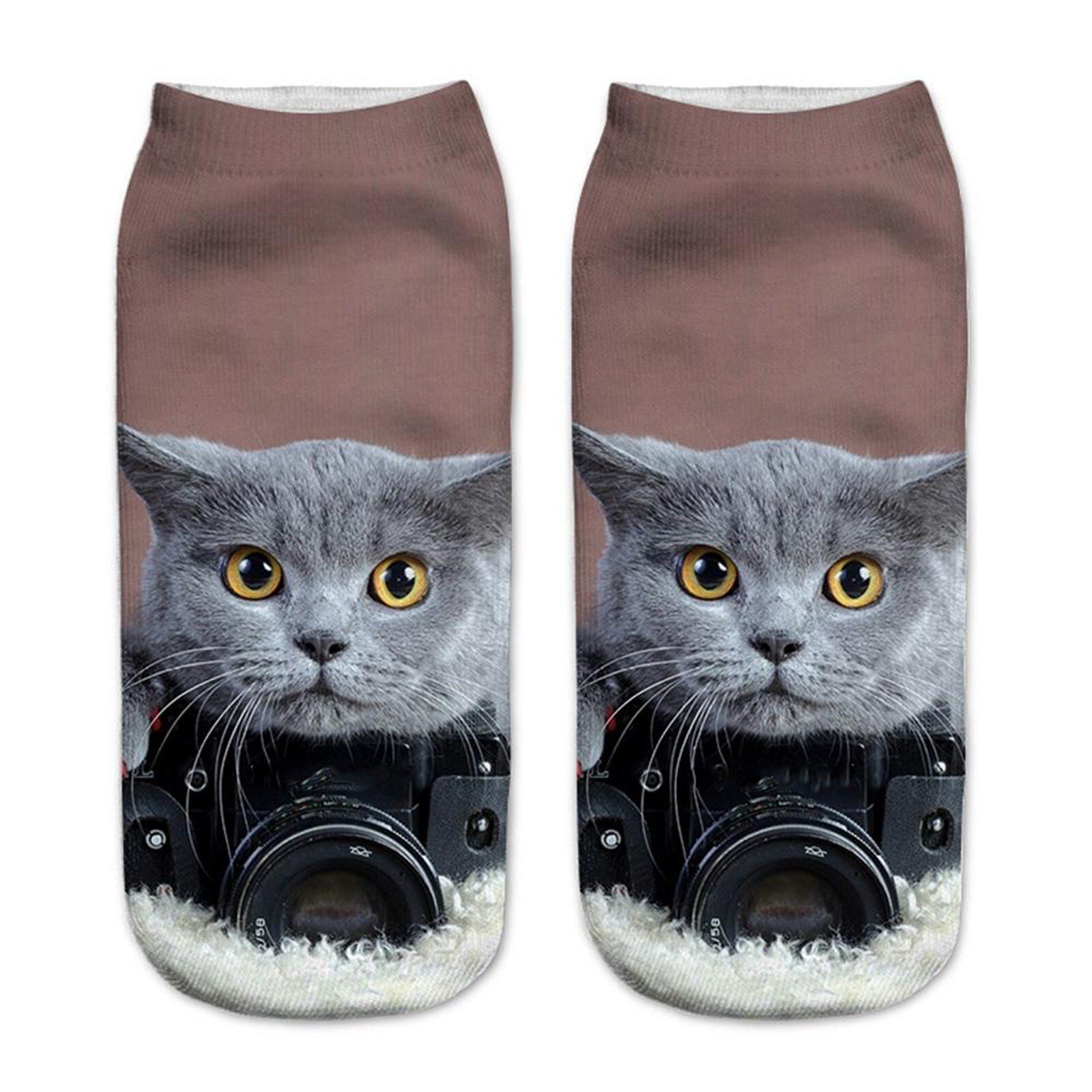 Vrouwen Funny Animal Casual Werk Business Sokken 3D Leuke Kat Gedrukt Medium Sokjes Unisex Sokken Mode Polyester Sokken