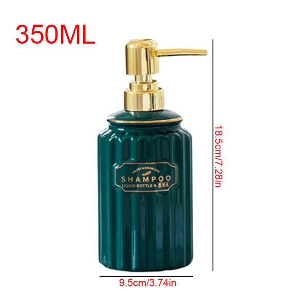 Ceramic Soap Dispenser Bottle White Large-capacity Shower Gel Shampoo Press Bottle Fillable Bathroom Empty Bottle: shampoo green
