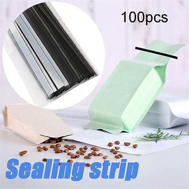 LBER 100 Schälen und Stock Zinn Krawatten, Draht Biegsamen, kaffee Tasche Krawatten Abdichtung Perle der Gebacken Lebensmittel Tasche 5,5 zoll-Schwarz
