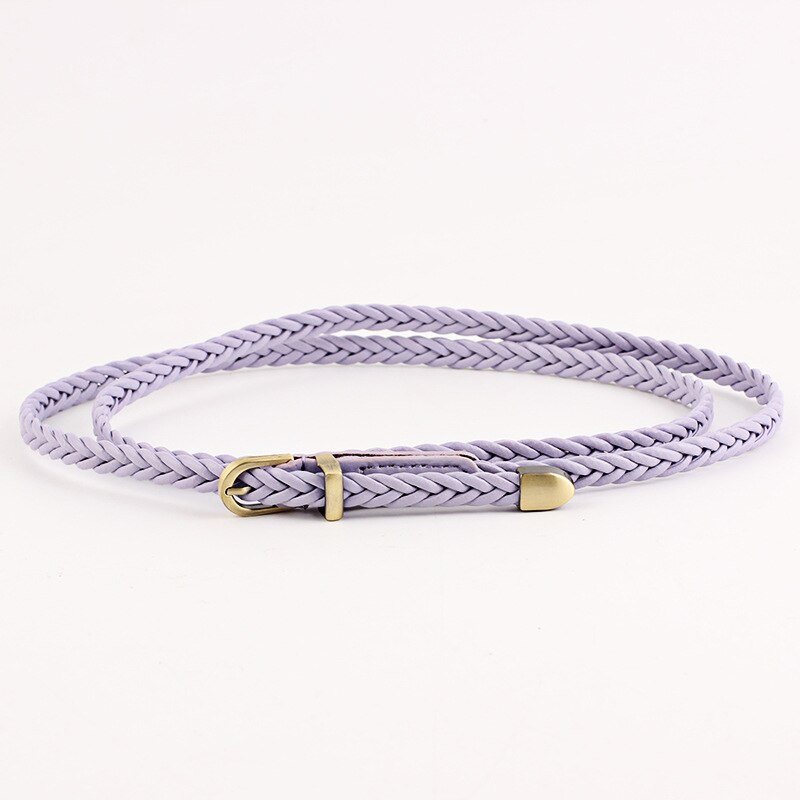 Cinturones de tejido fino para mujer, hebilla de Pin, cinturones de cuerda trenzados ajustados, informales, cadena de cintura delgada