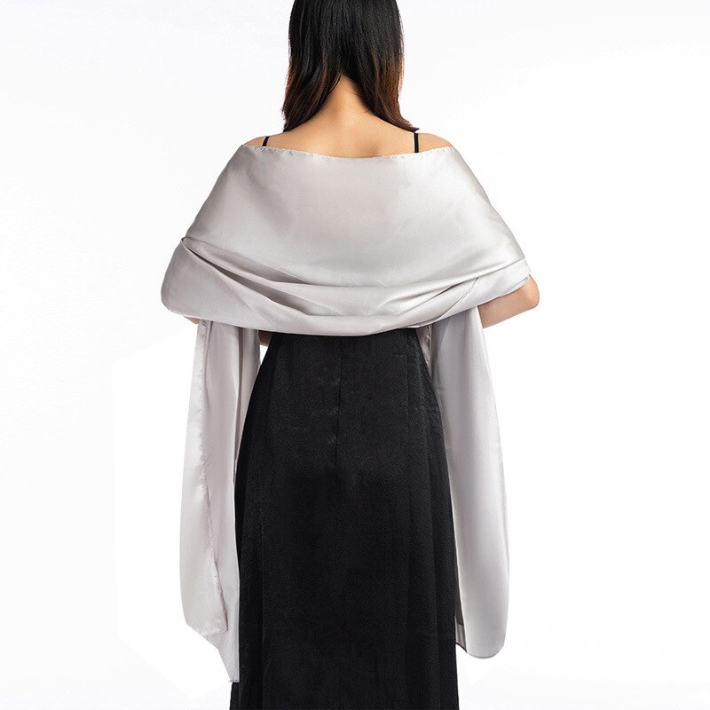 Vestido de noche largo de satén para mujer, bufanda protectora para cuello, pañuelo para la cabeza, capa fina con borlas para , chal cálido, Hhijab, Q63: Verde
