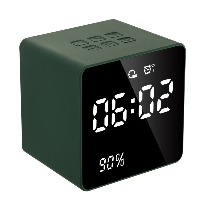 High LED Screen Alarm Clock Radio Power Display Digital Clock Bluetooth Speakers LG66: Army Green