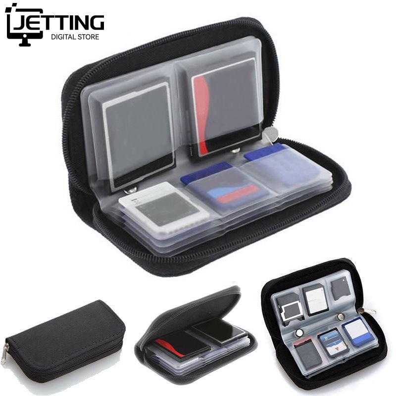 1 PC Schwarz 22 SDHC MMC CF Mikro SD Speicher Karte Lagerung Durchführung Mäppchen fallen Schutz Halfter Brieftasche