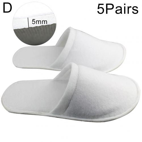 5 Paar Wegwerp Slippers Spa Hotel Gast Slippers Gesloten Teen Handdoek Indoor Wegwerp Slippers: White D