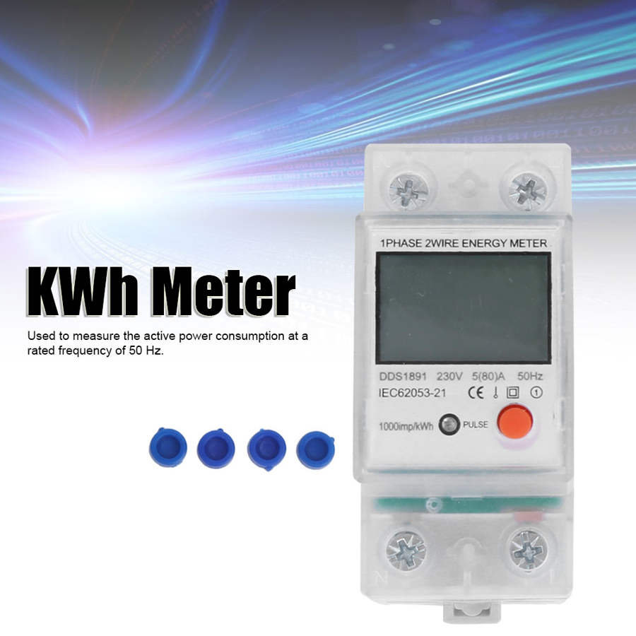 DDS1891 Single Phase Electric Meter 2P DIN-Rail Power Energy Meter Electronic KWh Meter