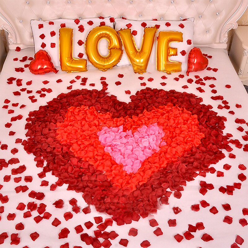 Simulation de mariage 100 pièces * 6 pétales de rose, scène de mariage, disposition de la salle de mariage, décoration en tissu soie, pétales de rose