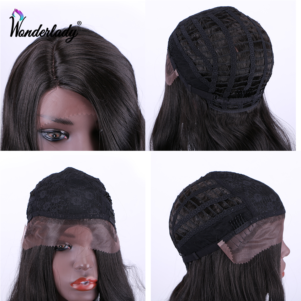 Peluca con malla frontal sintética WonderLady de 20 pulgadas #2, pelucas con ondas de cuerpo ombré para mujeres negras, peluca de Cosplay marrón larga ondulada con parte lateral