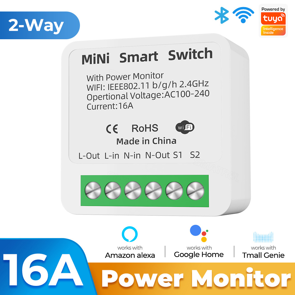 Tuya Zigbee / WiFi MiNi inteligentny przełącznik z monitorem zasilania 16A 2-kierunkowe sterowanie wyłącznik czasowy przekaźnik działa z Alexa Google Home Alice: Bundle3