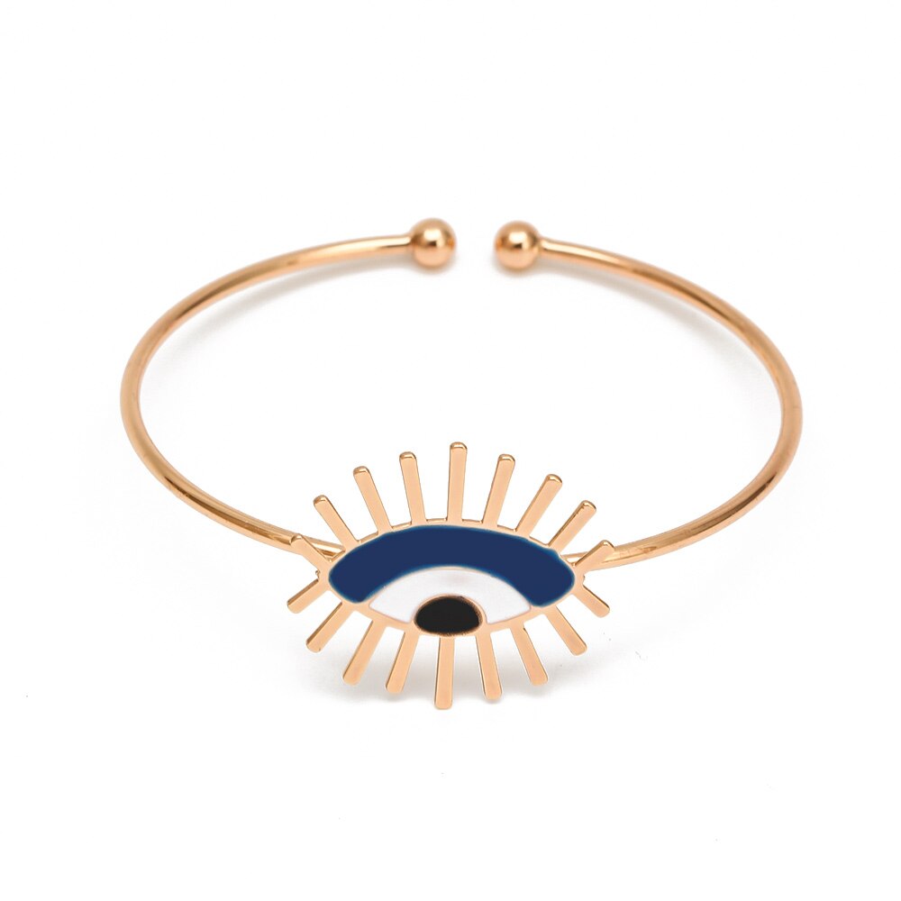Lucky Eye wielokolorowy turecki Evil Eye bransoletka złoty kolor otwarta bransoletka Bangle regulowany dla kobiet biżuteria dziewczęca BE115: 3